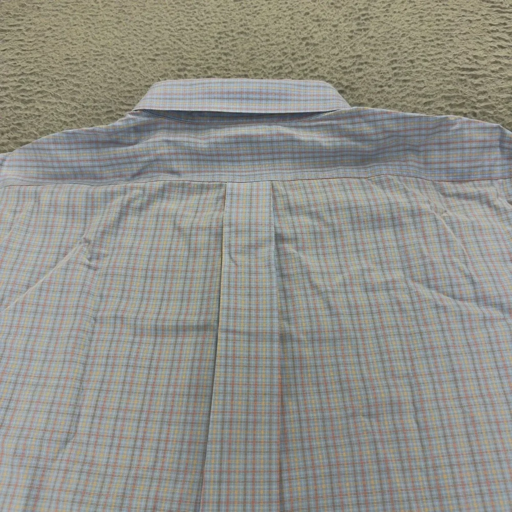 Brooks Brothers Classic Mens 18 34 Blue Plaid Supima Cotton Non Iron Dress Shirt